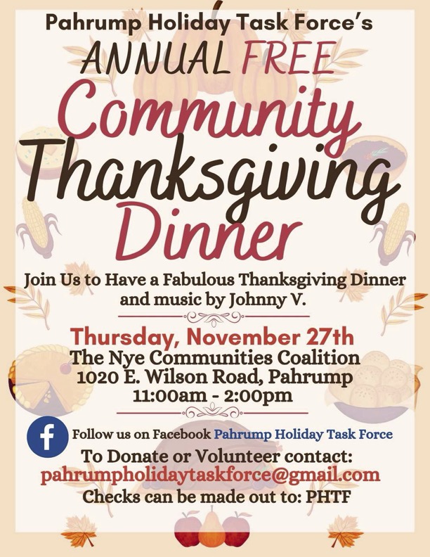 Pahrump Holiday Task Force Community Thanksgiving Dinner Flyer