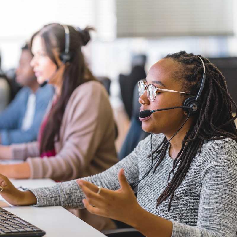 female call center team member