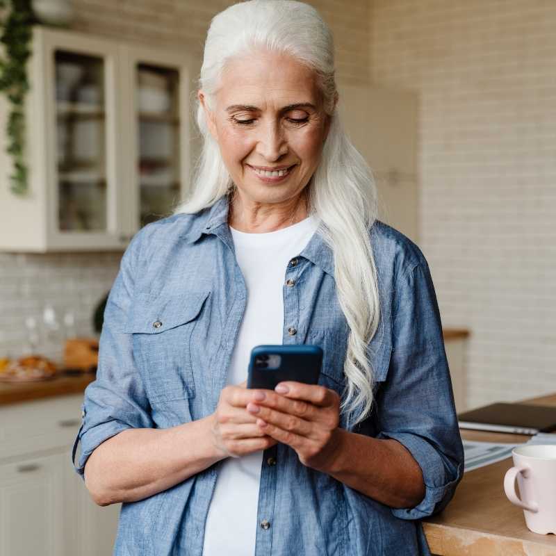 older woman using a mobile phone