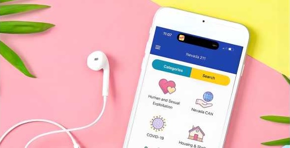 Closeup of the Nevada 211 app homescreen