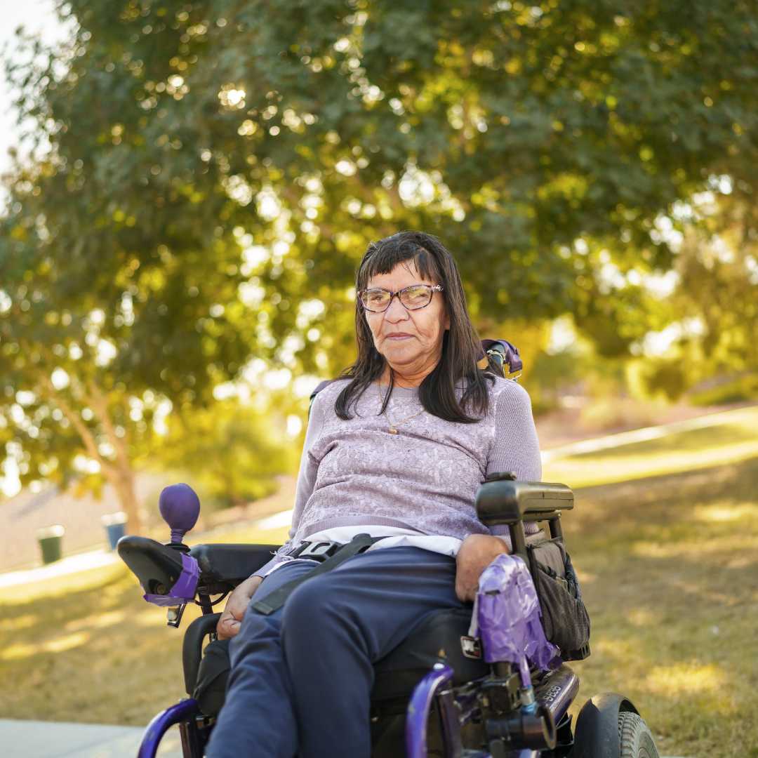 Elderly woman in a wheelchair