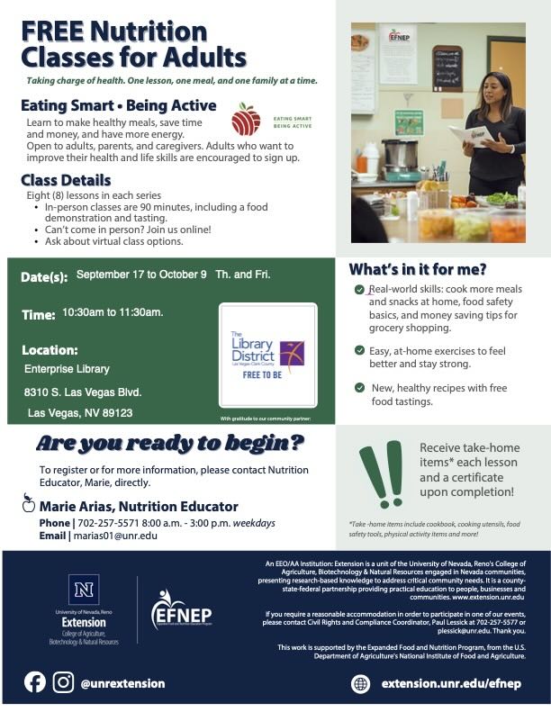 FREE Nutrition Classes for Adults