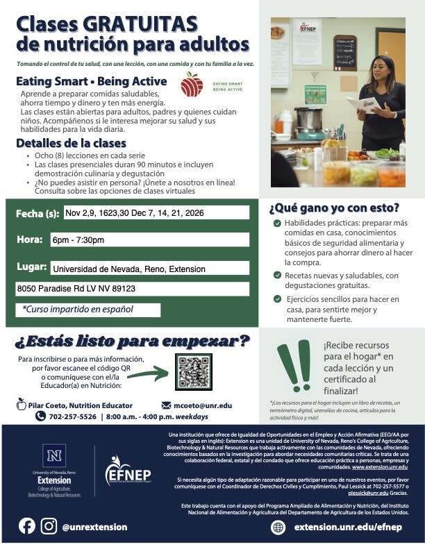 Clases GRATUITAS de Nutrición para Adultos