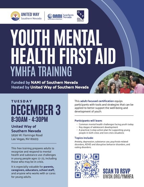Youth Mental Health First Aid Training Flyer December 2026